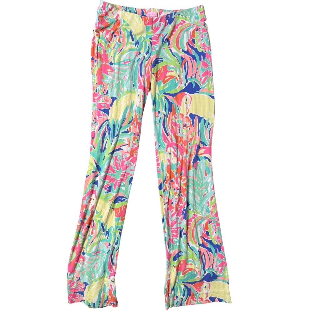 Lilly Pulitzer Wide Leg Pull On Pants Georgia May Casa‎ Banana Size S Lounge